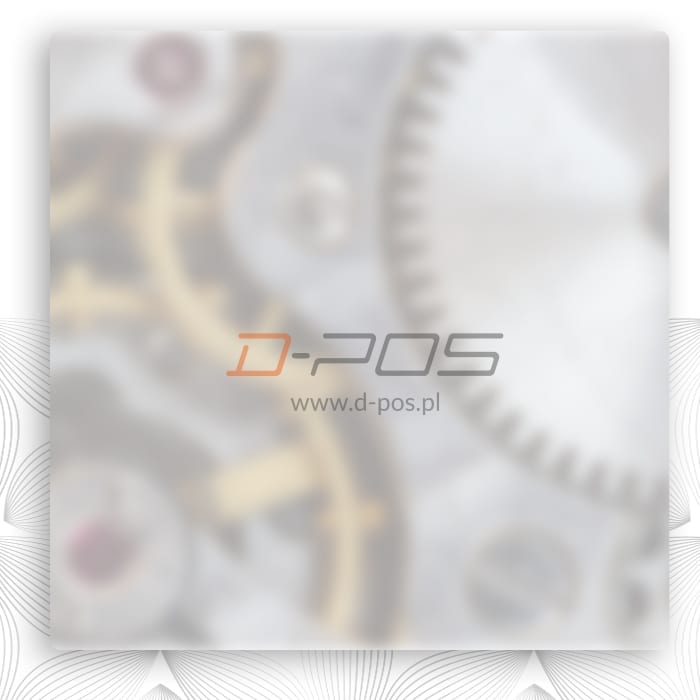 Logo D-POS z adresem www.d-pos.pl na jasnym tle z kołami zębatymi